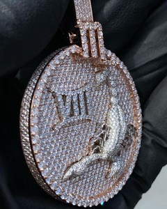 Colgante de Plata de Ley 925 con Diamantes de Moissanita VVS, Diseño de Escorpión Redondo, Estilo Hip Hop, Personalizado por el Fabricante - Product Image 5