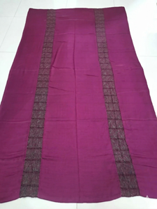 Women Cotton Zubda Viscose Shawl Solid Purple Brown Border Long Lightweight All Seasons Wear Elegant Scarf Wrap - Product Image 2