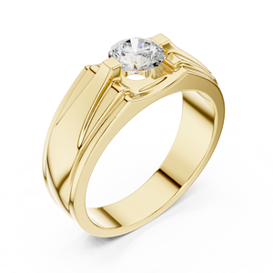 Bague solitaire pour homme en or jaune avec diamant de laboratoire – Bijou de luxe moderne pour fiançailles et alliance - Product Image 2