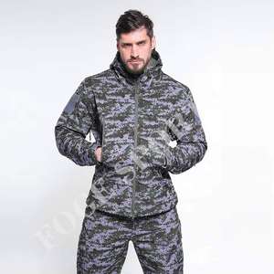 Veste de chasse camouflage en softshell orange à imprimé numérique, chaude, respirante, unisexe, une pièce, pour l'hiver - Product Image 5