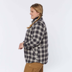 Chemise en flanelle 100 % coton pour femme, coupe classique, boutonnée, manches larges, écologique, idéale pour les aventures décontractées au quotidien et en plein air - Product Image 2