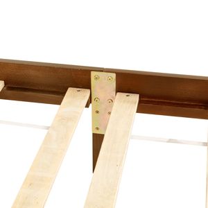 Letto matrimoniale in legno di pino con testiera e pediera in rattan noce, piattaforma centrale rinforzata - Product Image 4