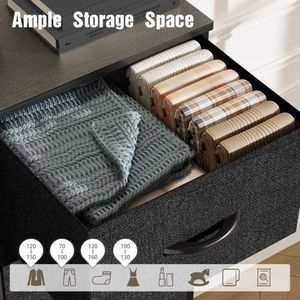 Armadio con Struttura in Acciaio per Camera da Letto, Mobile Espositore per Vestiti con 10 Cassetti in Tessuto, Comodino, Cassettiera - Product Image 4