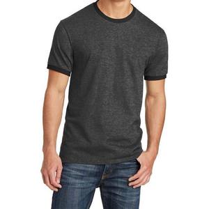 T-shirts pour hommes 100% coton noir à col rond avec col et poignets blancs - Product Image 1