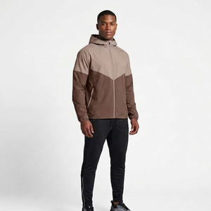 High Quality Unisex Sportswear Set Khaki Brown Hooded <b>Zip</b>-<b>Up</b> <b>Jacket</b> Pants Quick Dry Gym Running Tracksuit 2-Piece 100% Polyester - Product Image 3