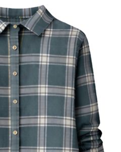 Robe chemise personnalisée pour femme, vert sarcelle à carreaux, manches longues, boutonnée, mi-longue, coupe décontractée, en coton tissé avec poches, pour le quotidien - Product Image 5