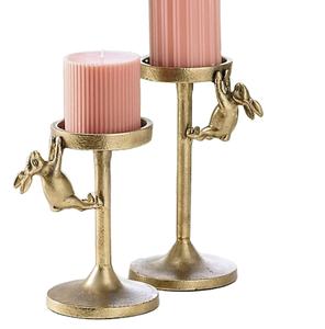 Porte-bougie décoratif de luxe en métal en forme de lapin, style animal vintage, pour salon et salle à manger - Product Image 1