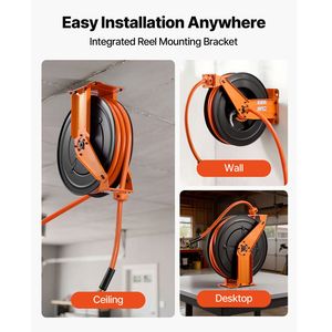 Avvolgitubo Retrattile in PVC da 3/4 Pollici x 50 Piedi con Tubo di Ingresso da 5 Piedi, Max 300 PSI, Avvolgimento Automatico per Compressori d'Aria - Product Image 5