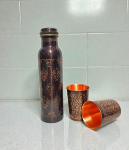 New Eco-Friendly & Sustainable Pure <b>Copper</b> <b>Water</b> <b>Bottle</b> Polished for Decorative Application 2 glass set - Product Image 4