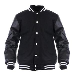 Varsity Wool Body & Genuine Cow SkinFaux Leather <b>Baseball</b> <b>Bomber</b> <b>Jacket</b> in Blackmulti Color for Men and Women - Product Image 1