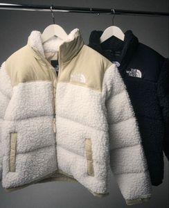 Plus Size High Quality Unisex Winter Sherpa <b>Jacket</b> 100% <b>Down</b> <b>Filled</b> Reversible Coated Waterproof Breathable Velour Zipper Hooded - Product Image 1
