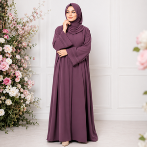 Abaya florale de luxe bleu marine, Abaya ouverte, mode minimaliste et modeste, robe musulmane fluide et douce, vêtements islamiques pour femmes - Product Image 2