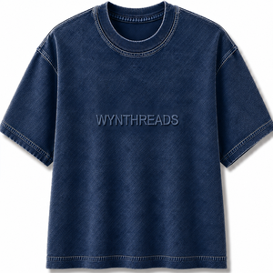 Custom Made Premium Denim Oversized Vintage Washed T-Shirts Heavyweight Cotton Streetwear Tee Custom Embroidery OEM/ODM Apparel - Product Image 3