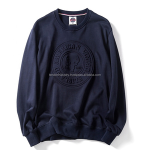 Sweat-shirt en polaire gaufré pour homme en polyester/coton, manches régulières, col rond ample, hiver, uni, logo personnalisé, écologique - Product Image 2