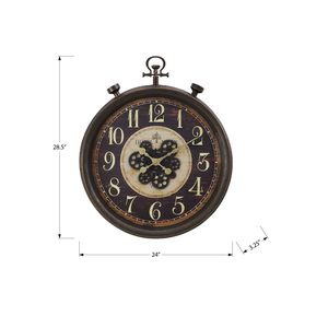 Orologio da Parete Rotondo Tradizionale Marrone da 24 Pollici con Meccanismo a Ingranaggi - Product Image 4