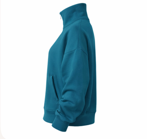 Women's Oversized Quarter Zip Sweatshirt Solid Color Fleece <b>Drop</b>-Shoulder <b>Stand</b> Collar Autumn Wear Women's hoodies - Product Image 5