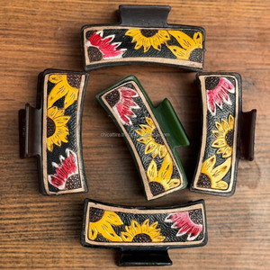 2025 pinces à griffes à la mode Simple élégant en cuir taillé à la main rectangulaire surdimensionné pinces à cheveux pour les femmes en cuir véritable Clips - Product Image 3