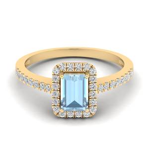 แหวนทองคำแท้ 14K 18K ประดับพลอยอะความารีนสำหรับผู้หญิง ราคาขายส่ง REYES พร้อมเพชรทรงรัศมีรับรองโดย IGI สำหรับผู้หญิง - Product Image 1