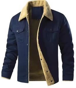 Chaqueta cálida de lana para hombre con cuello de lana, logotipo personalizable y una variedad de tallas para uso casual al aire libre en otoño e invierno. - Product Image 3