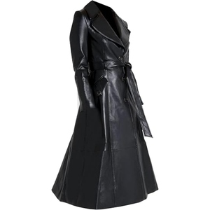 Abrigo Largo de Cuero Premium para Mujer, Elegante, Clásico, Entallado, Ropa de Invierno, Moda Casual y Formal, Hecho a Medida, de Lujo - Product Image 3