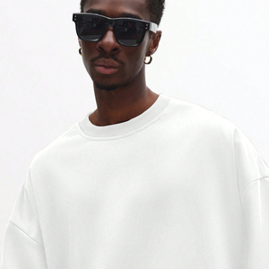 Men's Cotton French Terry Knitted Eco-Friendly Breathable Heavy Weight Oversized <b>Drop</b> Shoulder Streetwear Pullover Sweatshirts - Product Image 4