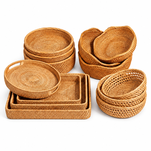Panier de rangement carré multifonctionnel en rotin tressé beige, fait main, écologique, style vintage, série KM MPL, vente en gros - Product Image 1