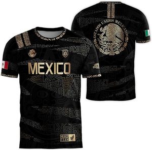 Maillot de football du Mexique pour homme, manches courtes, col rond, noir, sublimé, respirant, polyester, coupe athlétique, vêtements pour adultes - Product Image 1