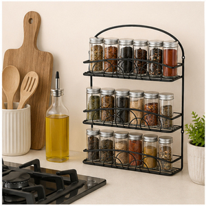 Étagère de rangement de salle de bain moderne à 3 niveaux en métal noir, murale et de comptoir, organisateur polyvalent en fer thermolaqué - Product Image 6