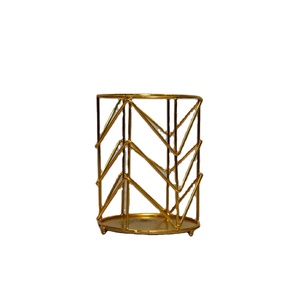 Portalápices redondo de flores, contenedor de papelería, suministros de oficina, decoración de Mesa para el hogar y decoración de oficina, accesorios de soporte de Color dorado - Product Image 4