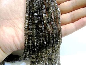 Perles carrées en quartz fumé naturel, taille Heishi, 4 mm, fil de perles de pierres précieuses, 8 pouces de long - Product Image 2