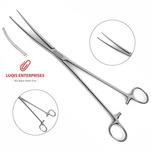 Pinzas Harrington para arterias, con serraciones longitudinales, curvadas, hemostáticas, de acero inoxidable, instrumento quirúrgico médico. - Product Image 1
