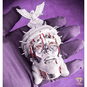 Designer Jesus Head Pendant Lab Grown Diamond Statement Hip Hop Necklace Luxury Jewelry Piece - Product Image 4