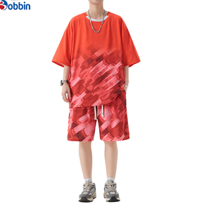 Conjunto de Camiseta de Manga Corta para Hombre, Informal, Elegante, de Verano, Tejido Transpirable, Corte Holgado, Conjunto Deportivo Informal Unisex - Product Image 2