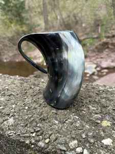 Polished Buffalo Horn Drinking <b>Mug</b> with Viking Bear Engraving Handle Outdoor Traditional Design Eco-Friendly Drinkware - Product Image 4