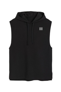 Débardeur à capuche sans manches pour homme, coupe oversize, couleur unie, séchage rapide, style sportif, en polyester tricoté respirant, vêtement décontracté, logo personnalisé - Product Image 3