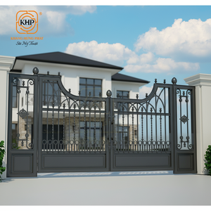 Heavy Duty Solid Wrought Iron Anti-Theft Driveway Gates With Powder Coated Customizable 3D Modeling For Villa Home <b>Security</b> - Product Image 4