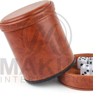 Handmade Custom Eco-Friendly Durable Leather/Pu Leather Luxury <b>Dice</b> Shaker Cup with Custom Logo - Product Image 5