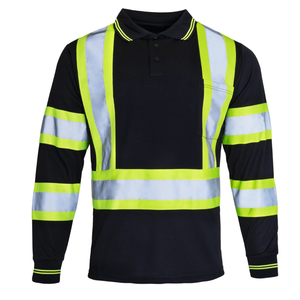 เสื้อโปโลสะท้อนแสงแขนยาวสีเหลืองมองเห็นได้ชัดเจนสำหรับผู้ชาย โพลีเอสเตอร์ ใส่ได้ทุกฤดู ชุดยูนิฟอร์ม ชุดทำงานสำหรับเจ้าหน้าที่ - Product Image 1