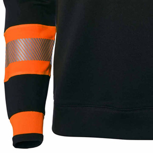 Men's High Visibility Reflective <b>Work</b> Sweatshirt Orange <b>Black</b> Polyester Long Sleeve Safety Apparel - Product Image 3