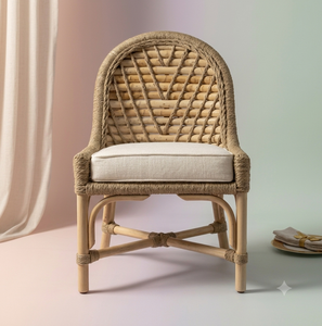 Modern Natural Rattan Lightweight Eco-Friendly <b>Dining</b> <b>Chair</b> Handwoven Wicker Armless Cushion Outdoor Patio Restaurant Home - Product Image 3