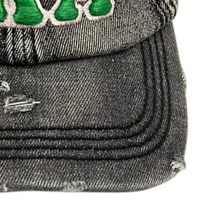 Green AKA Black Washed Denim Hat Embroidered Letter Baseball <b>Cap</b> <b>Vintage</b> Style Adjustable Cotton Denim Headwear Casual Fashion - Product Image 3