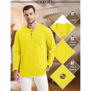 Fabricants de vêtements, t-shirt jaune uni avec logo personnalisé, fabricants de vêtements, t-shirt à manches longues à séchage rapide avec poche avant personnalisée - Product Image 4