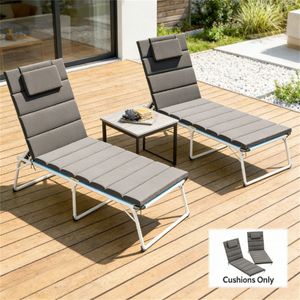 Set di Due Cuscini Grigi per Sedie da Esterno, Cuscino Pieghevole per Sdraio e Cuscino Decorativo - Product Image 1