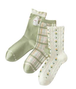 Cute Animal Crew Baby Green Socks Cotton <b>Mid</b> <b>Calf</b> Custom OEM ODM Bunny Socks for Men Women Vietnam Manufacturer - Product Image 1