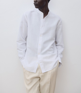 Vente directe d'usine, chemises pour hommes fabriquées en OEM, manches longues, 100% lin français, vêtements décontractés, mode estivale - Product Image 4