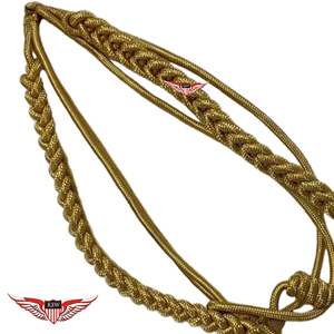 Cordon d'aiguillette cérémoniel doré tressé avec embouts métalliques, cordon d'aiguillette d'épaule - Product Image 5