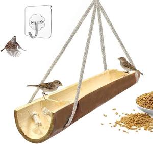Mangeoire à oiseaux décorative en bois à suspendre pour jardin, cour, patio, balcon – Station d'alimentation pour oiseaux - Product Image 3