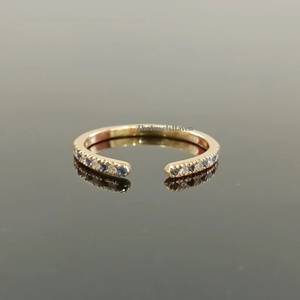 925 <b>Sterling</b> <b>Silver</b> Sapphire Moissanite <b>Sterling</b> <b>Silver</b> <b>Stacking</b> Band Open Pave Wedding Solid 1.50mm <b>Ring</b> Adjustable Wedding - Product Image 1