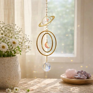 Atrapasueños de metal y cristal con forma de Tierra, decoración colgante para balcón o jardín, adorno colgante para decoración exterior de la India. - Product Image 1