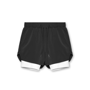 Men’s 2-in-1 Field Run Up Double Layer Gym And Marathon Shorts with Pockets and <b>Elastic</b> <b>Lace</b> Puller Waistband - Product Image 6